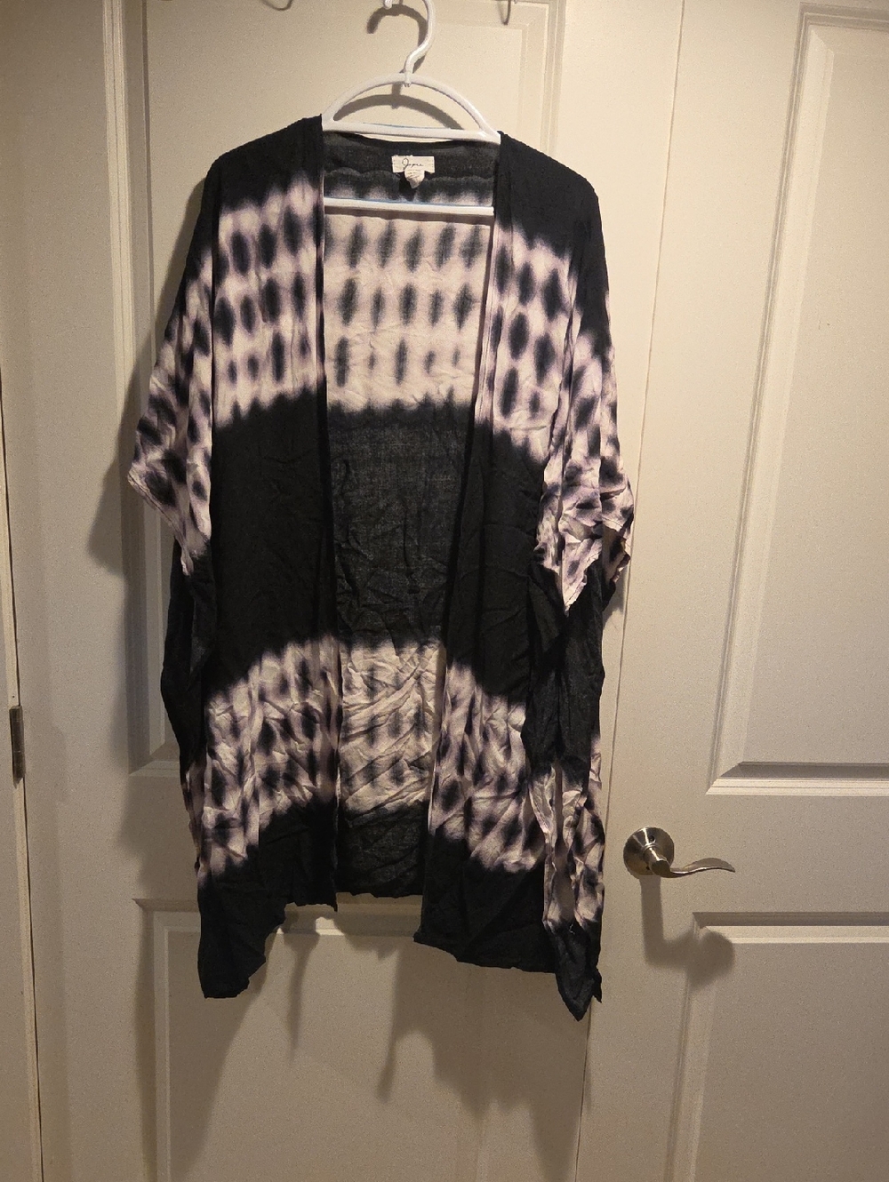 Black & White Tie-Dye Open Kimono